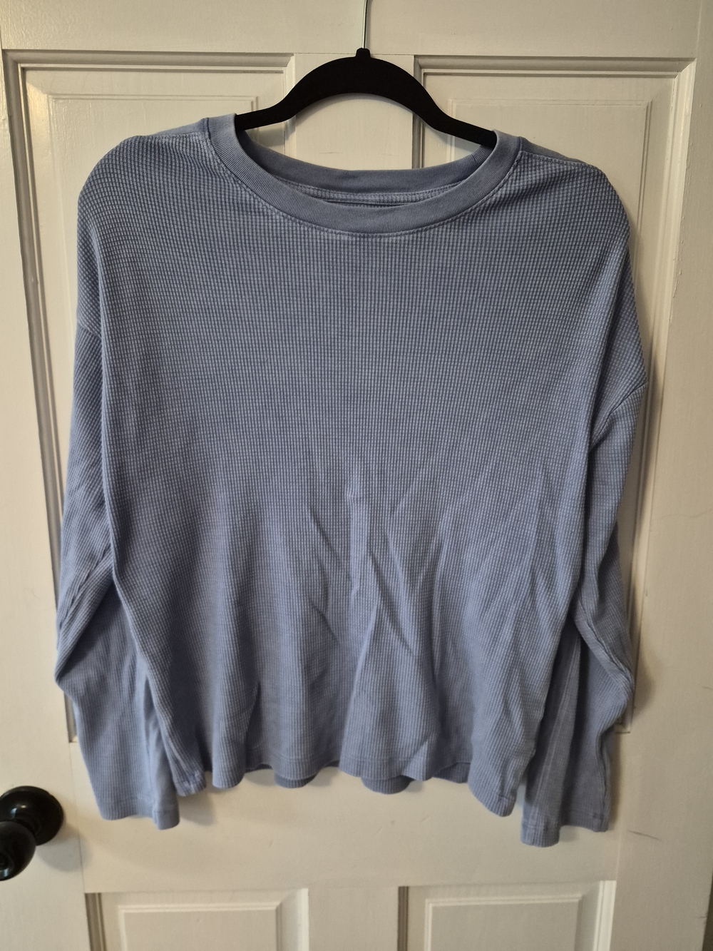 Time and Tru Light Blue Waffle Knit Long Sleeve Top